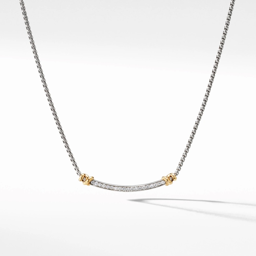 Authentic David Yurman diamond gold and silver necklace